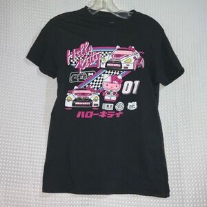 Sanrio‎ Hello Kitty Tokyo Speed Racing Graphic Tee Womens Small Black Excellent